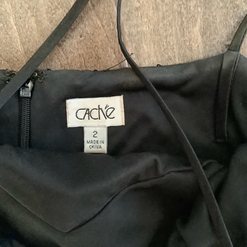 Cache Black Fully Lined Black Sequin Cocktail Dre… - image 3